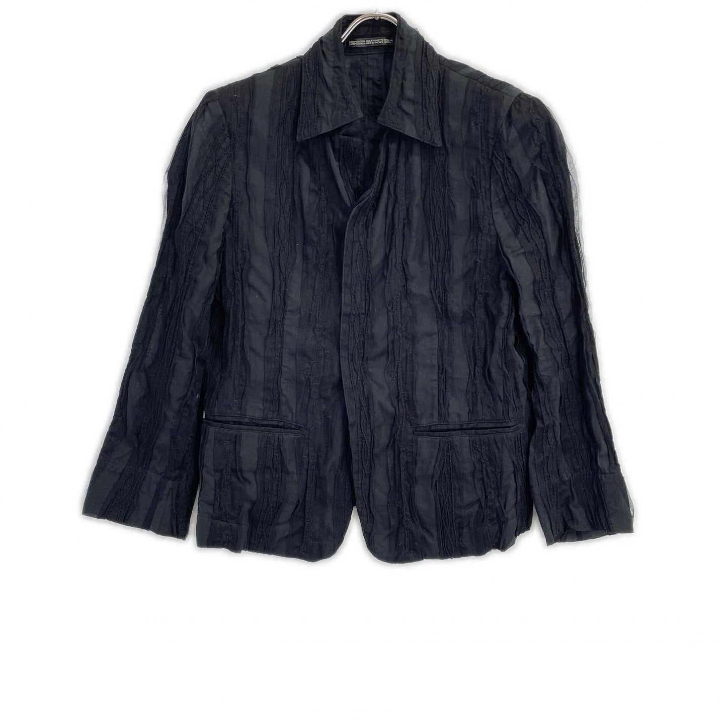 yohjiyamamoto ヨウジヤマモト FB-J02-023 ブラック レース フロントスナップボタン シャツジャケット トップス