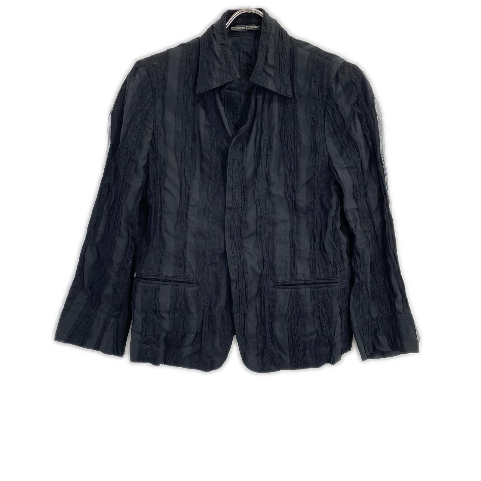 yohjiyamamoto ヨウジヤマモト FB-J02-023 ブラック レース フロントスナップボタン シャツジャケット トップス