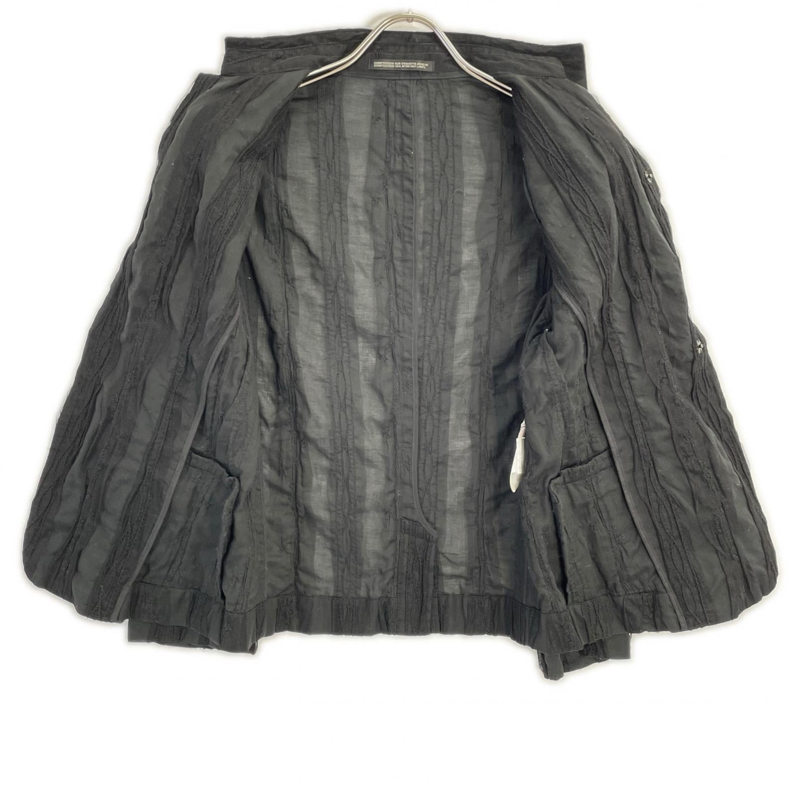 yohjiyamamoto ヨウジヤマモト FB-J02-023 ブラック レース フロントスナップボタン シャツジャケット トップス