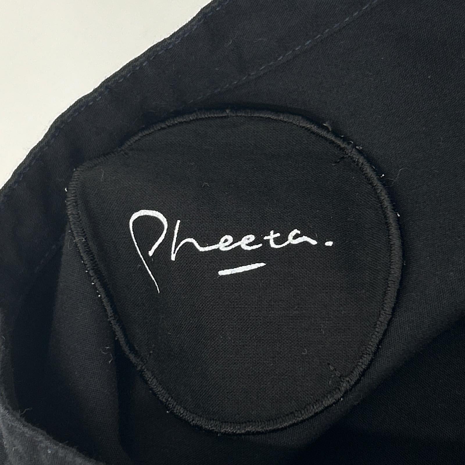 Pheeta フィータ ブラック バンドカラー胸元ギャザー ドレス ワンピース