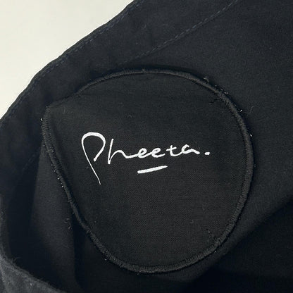 Pheeta フィータ ブラック バンドカラー胸元ギャザー ドレス ワンピース