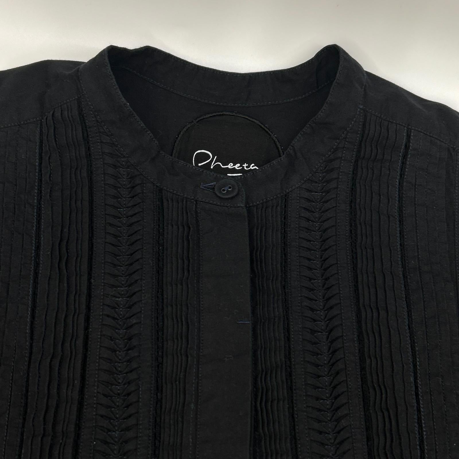 Pheeta フィータ ブラック バンドカラー胸元ギャザー ドレス ワンピース