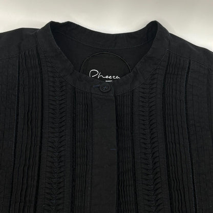 Pheeta フィータ ブラック バンドカラー胸元ギャザー ドレス ワンピース