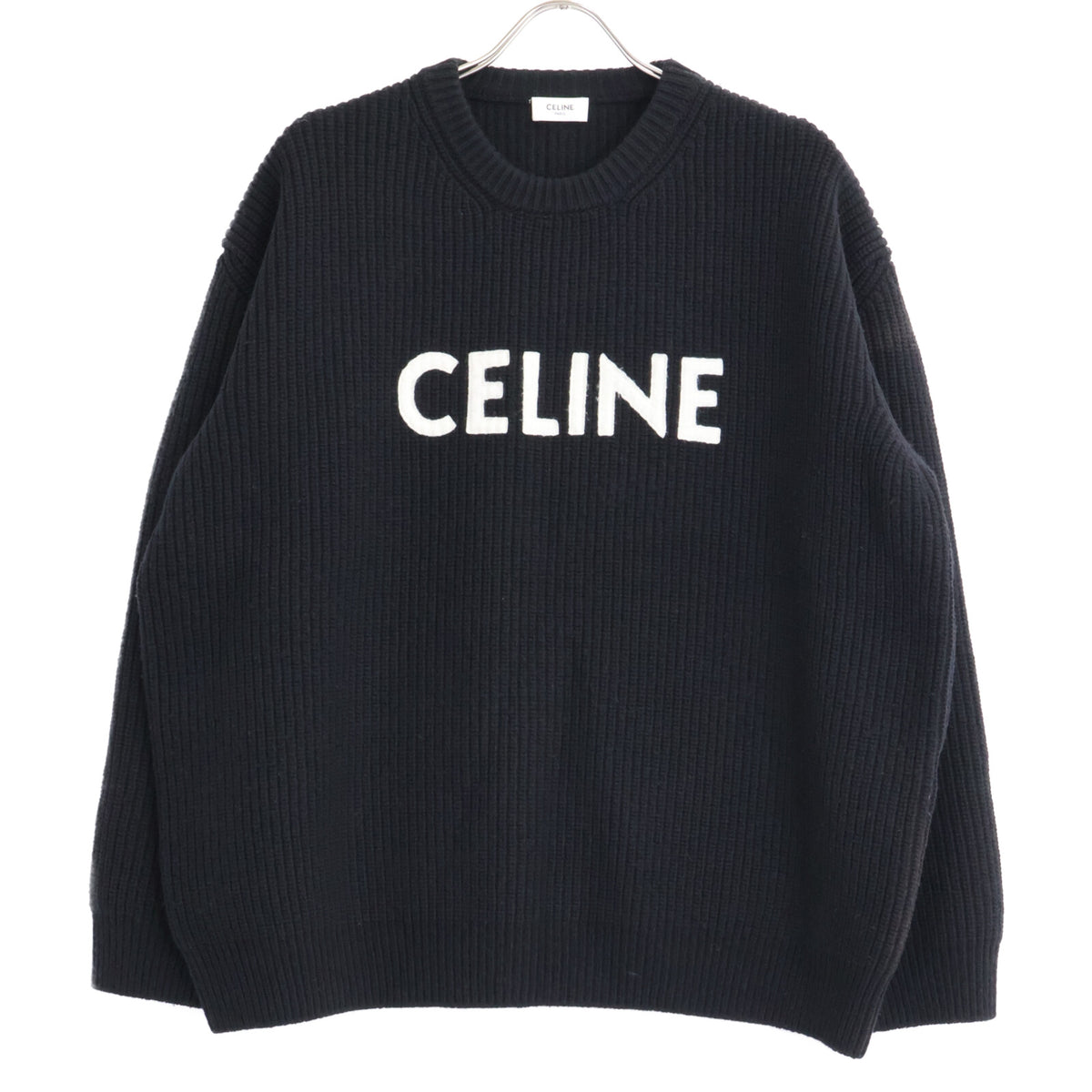 CELINE セリーヌ 【国内正規】2A09T423P エディ期 フロントロゴ オーバーサイズ クルーネック ニットセーター トップス