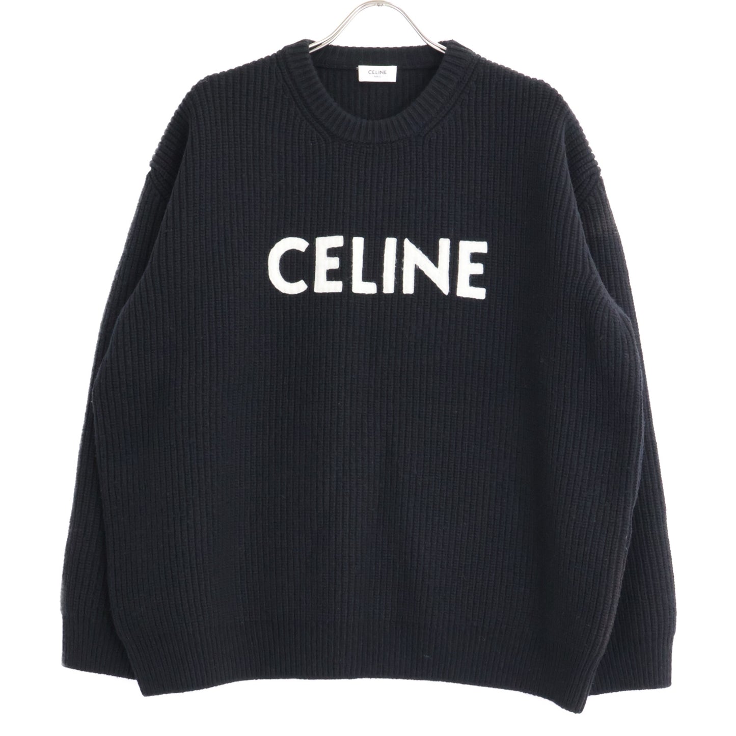 CELINE セリーヌ 【国内正規】2A09T423P エディ期 フロントロゴ オーバーサイズ クルーネック ニットセーター トップス