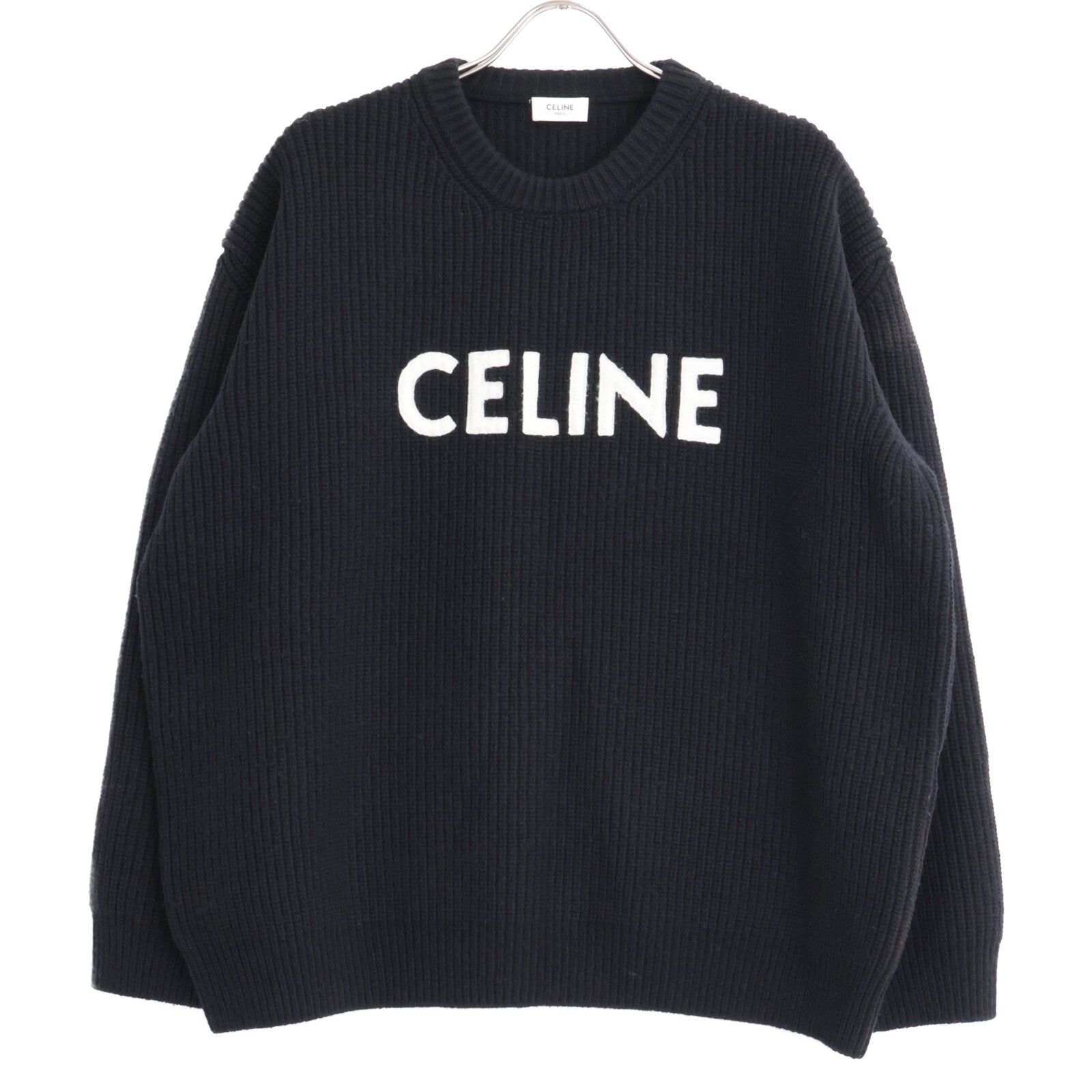 CELINE セリーヌ 【国内正規】2A09T423P エディ期 フロントロゴ オーバーサイズ クルーネック ニットセーター トップス