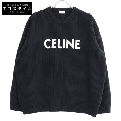 CELINE セリーヌ 【国内正規】2A09T423P エディ期 フロントロゴ オーバーサイズ クルーネック ニットセーター トップス