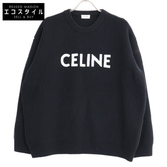 CELINE セリーヌ 【国内正規】2A09T423P エディ期 フロントロゴ オーバーサイズ クルーネック ニットセーター トップス