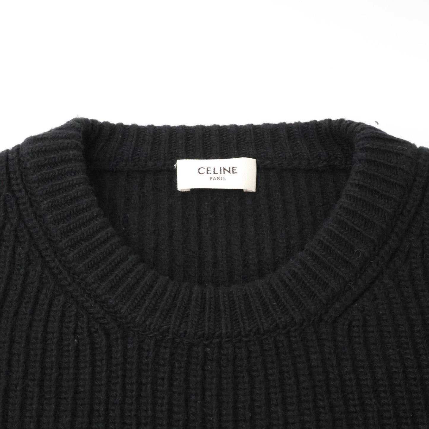 CELINE セリーヌ 【国内正規】2A09T423P エディ期 フロントロゴ オーバーサイズ クルーネック ニットセーター トップス
