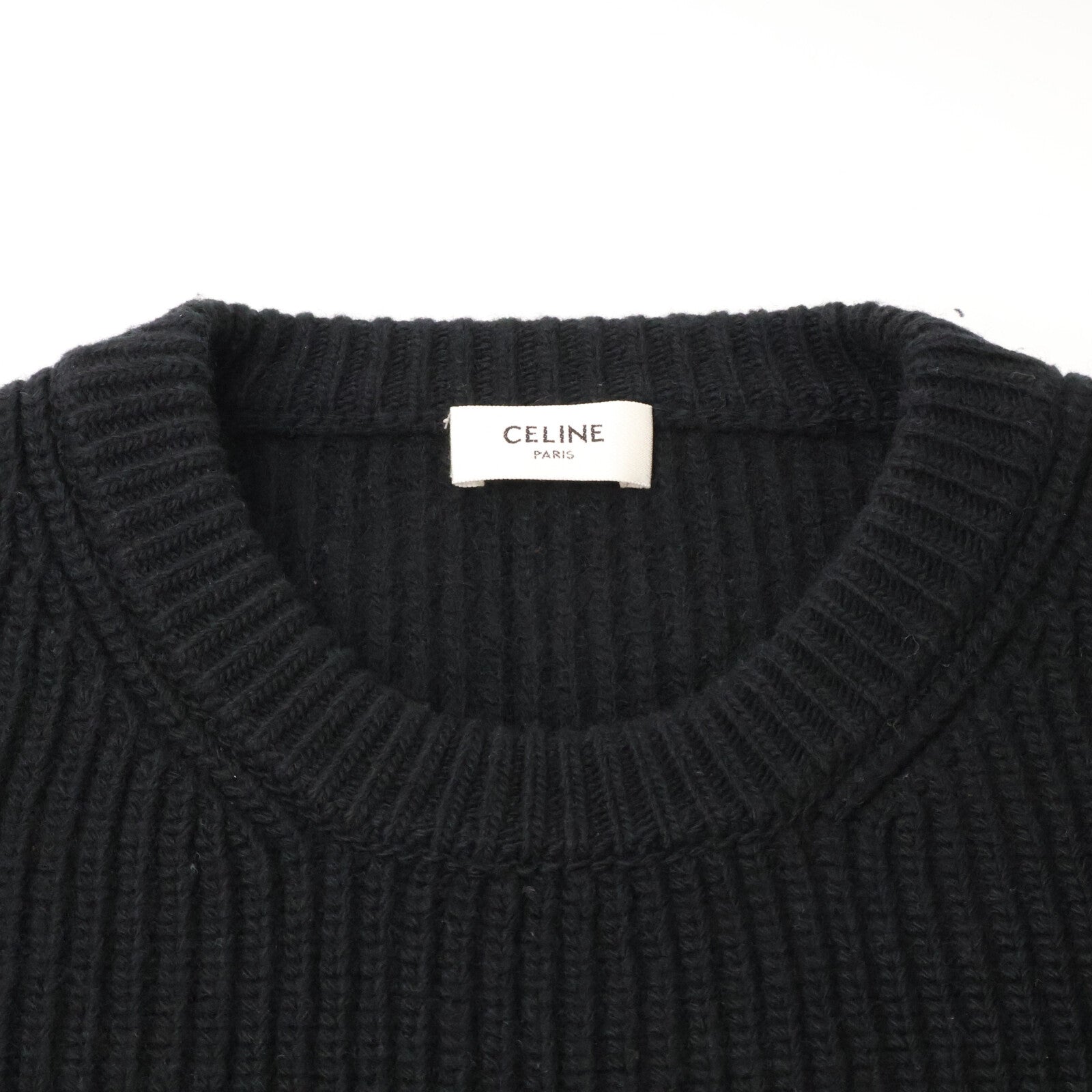 CELINE セリーヌ 【国内正規】2A09T423P エディ期 フロントロゴ オーバーサイズ クルーネック ニットセーター トップス
