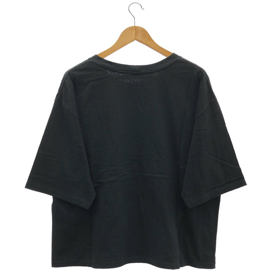 CELINE セリーヌ エディ期 2X38J865W.38AW ブラック×ホワイト コットン フロントプリント クルーネック ルーズクロップドTシャツ トップス