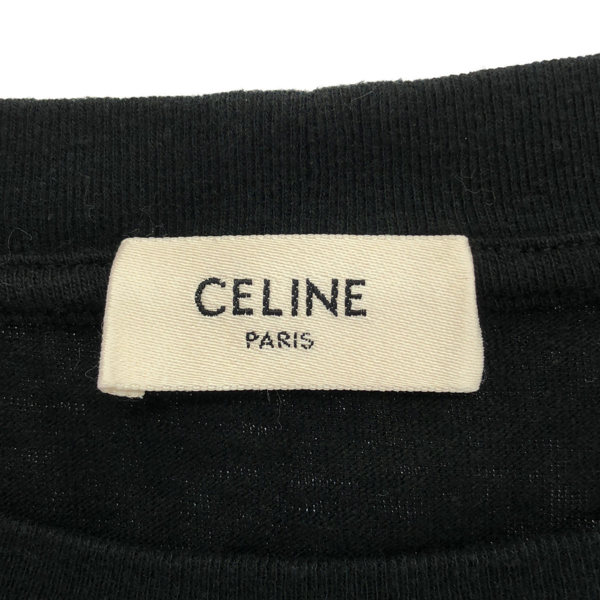CELINE Eddie era 2X38J865W.38AW Black × white cotton front-print crew-neck loose cropped T-shirt, top