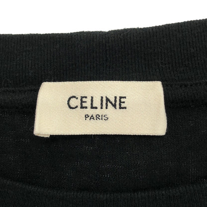 CELINE Eddie era 2X38J865W.38AW Black × white cotton front-print crew-neck loose cropped T-shirt, top