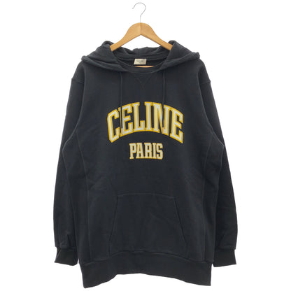 CELINE セリーヌ エディ期 2Y70F670Q.38WL ブラック×イエロー コットン フロントロゴ オーバーサイズプルオーバーパーカー/スウェットフーディ トップス