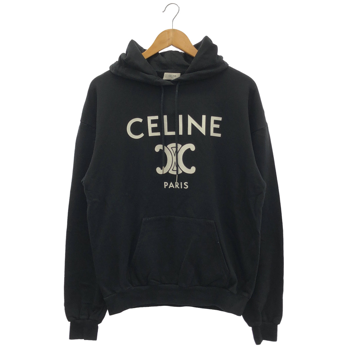 CELINE セリーヌ エディ期 2Y528450I ブラック コットン×カシミヤ ルーズスウェットフーディ トップス