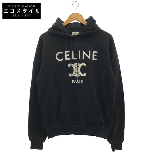 CELINE セリーヌ エディ期 2Y528450I ブラック コットン×カシミヤ ルーズスウェットフーディ トップス