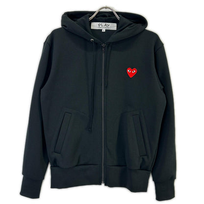 PLAYCOMMEdesGARCONS プレイコムデギャルソン AX-T172 ブラック ポリエステル ハートワッペン ドローストリングジップフーディ トップス