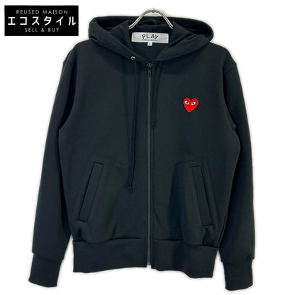 PLAYCOMMEdesGARCONS プレイコムデギャルソン AX-T172 ブラック ポリエステル ハートワッペン ドローストリングジップフーディ トップス