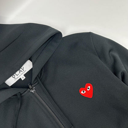 PLAYCOMMEdesGARCONS プレイコムデギャルソン AX-T172 ブラック ポリエステル ハートワッペン ドローストリングジップフーディ トップス