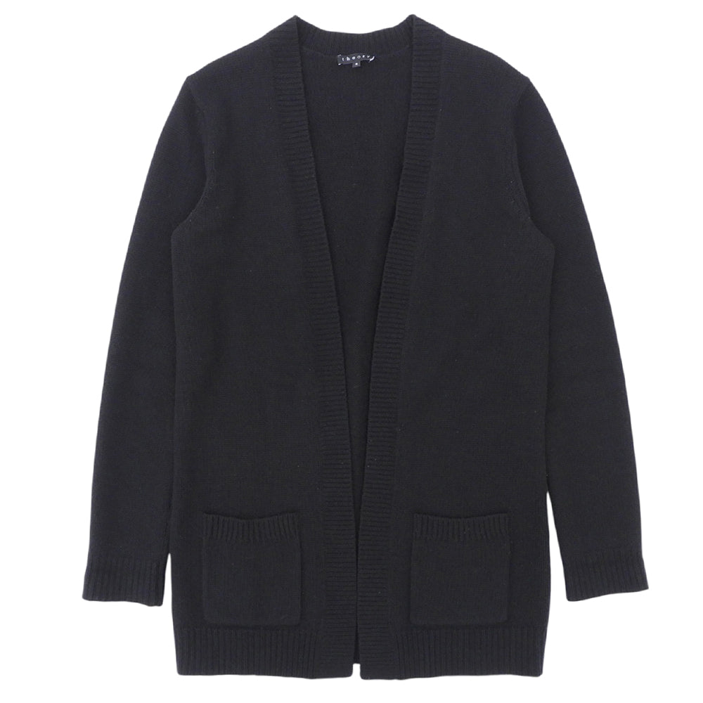 Theory セオリー カシミヤ100% ボタンレス ミディアムニットカーディガン トップス レディース ブラック S 01-1303757 トップス