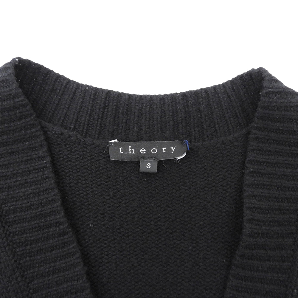Theory セオリー カシミヤ100% ボタンレス ミディアムニットカーディガン トップス レディース ブラック S 01-1303757 トップス