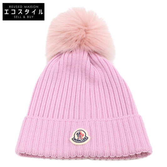 MONCLER モンクレール 【美品/国内正規】24年製 K29543B00011 M1131 BERRETTO TRICOT ロゴワッペン ポンポン ニット帽 帽子