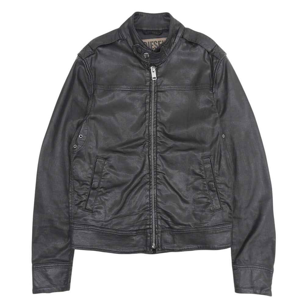 DIESEL ディーゼル レザーライク シングルライダースジャケット メンズ 黒 ブラック M ジャケット