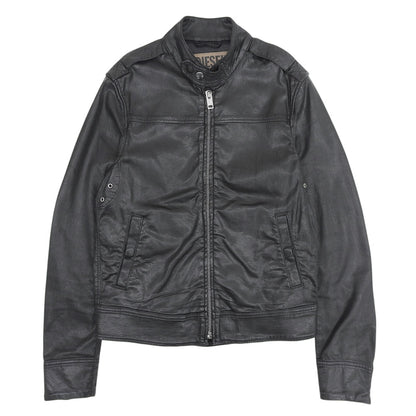 DIESEL ディーゼル レザーライク シングルライダースジャケット メンズ 黒 ブラック M ジャケット