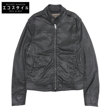 DIESEL ディーゼル レザーライク シングルライダースジャケット メンズ 黒 ブラック M ジャケット