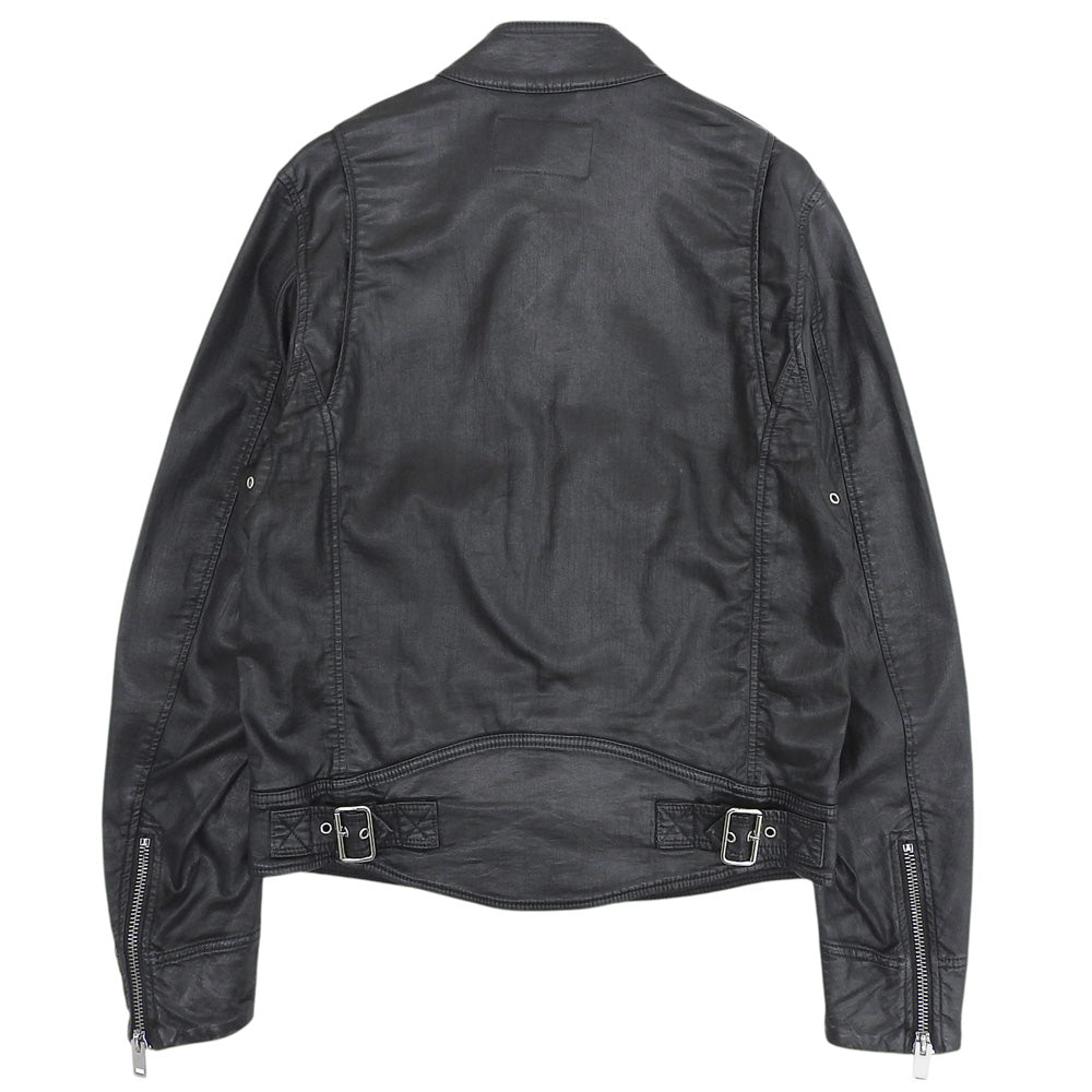 DIESEL ディーゼル レザーライク シングルライダースジャケット メンズ 黒 ブラック M ジャケット