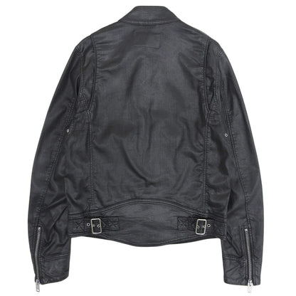 DIESEL ディーゼル レザーライク シングルライダースジャケット メンズ 黒 ブラック M ジャケット