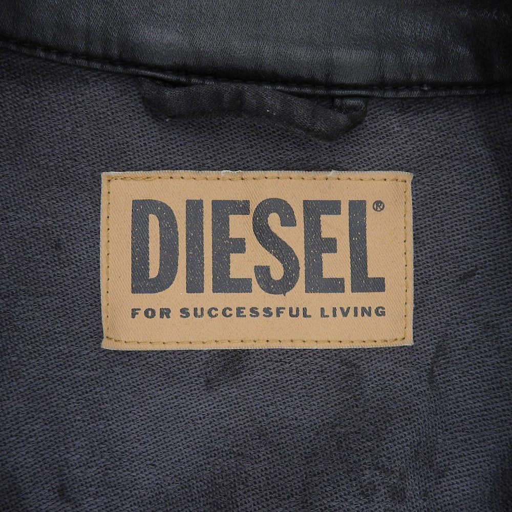 DIESEL ディーゼル レザーライク シングルライダースジャケット メンズ 黒 ブラック M ジャケット