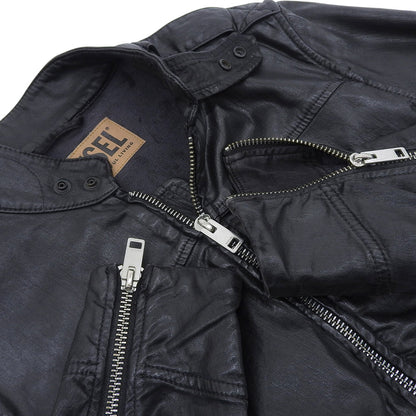 DIESEL ディーゼル レザーライク シングルライダースジャケット メンズ 黒 ブラック M ジャケット