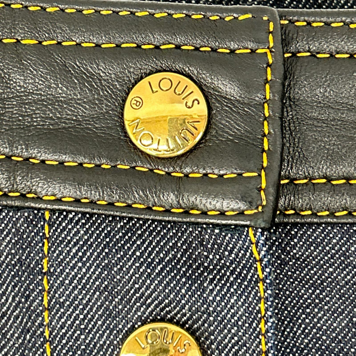LOUIS VUITTON ルイヴィトン FEJB01FGK ブルー デニム×レザー モノグラム フロントボタン スカート スカート