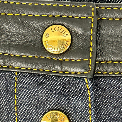 LOUIS VUITTON ルイヴィトン FEJB01FGK ブルー デニム×レザー モノグラム フロントボタン スカート スカート