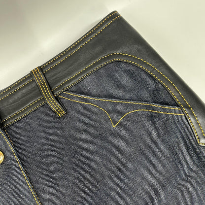 LOUIS VUITTON ルイヴィトン FEJB01FGK ブルー デニム×レザー モノグラム フロントボタン スカート スカート