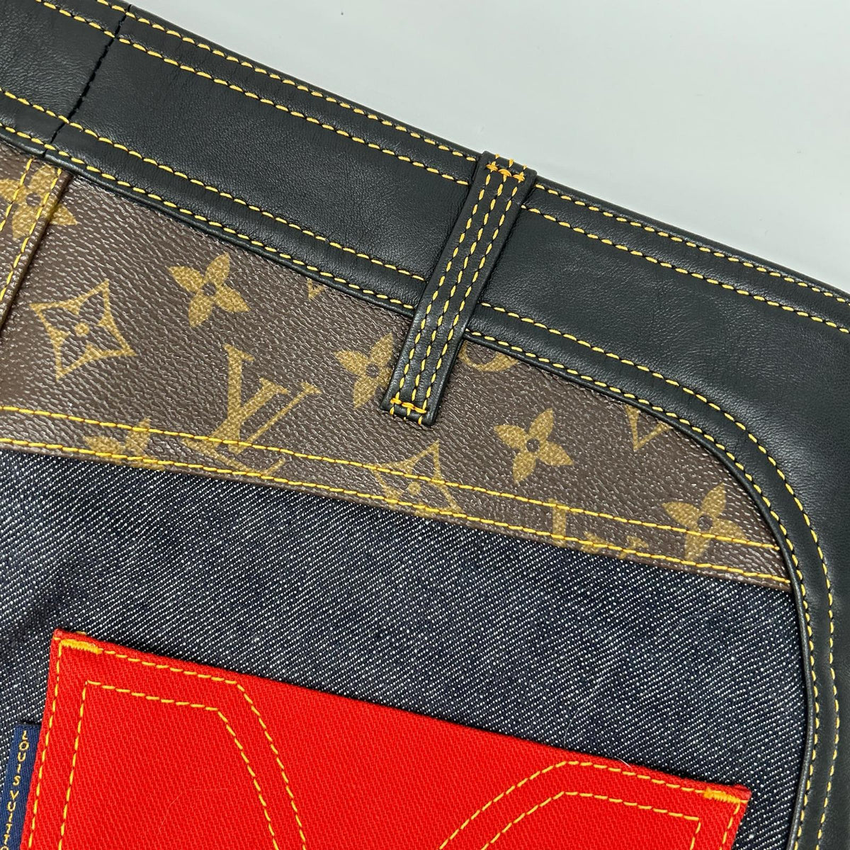 LOUIS VUITTON ルイヴィトン FEJB01FGK ブルー デニム×レザー モノグラム フロントボタン スカート スカート
