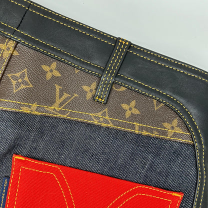 LOUIS VUITTON ルイヴィトン FEJB01FGK ブルー デニム×レザー モノグラム フロントボタン スカート スカート
