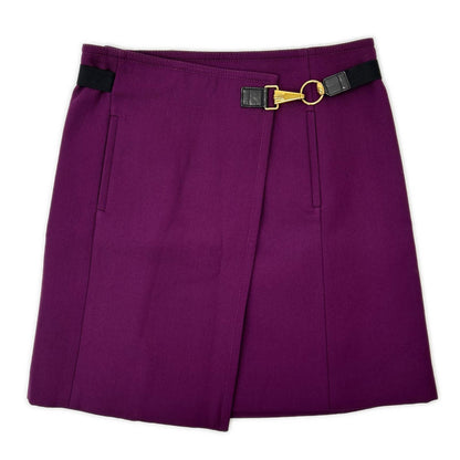 GUCCI GUCCI 223243 ZU024 Purple Wool×Leather G Hardware Skirt Skirts