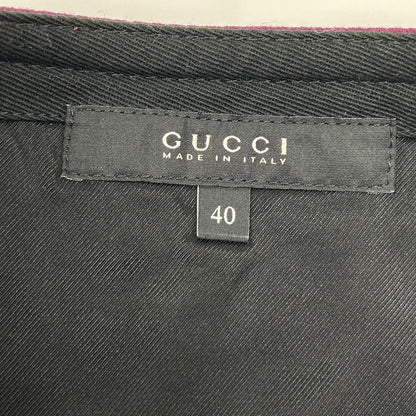 GUCCI GUCCI 223243 ZU024 Purple Wool×Leather G Hardware Skirt Skirts