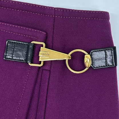 GUCCI GUCCI 223243 ZU024 Purple Wool×Leather G Hardware Skirt Skirts