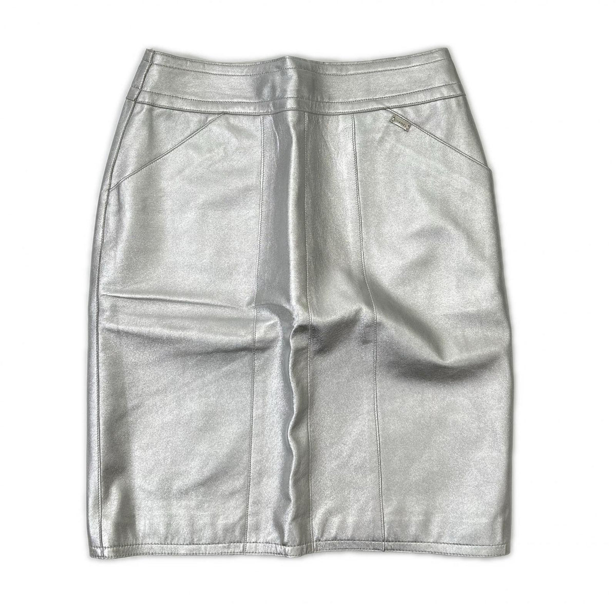 CHANEL Chanel 99A P14247V00679 Silver Lambskin Fitted Mini skirt Skirt