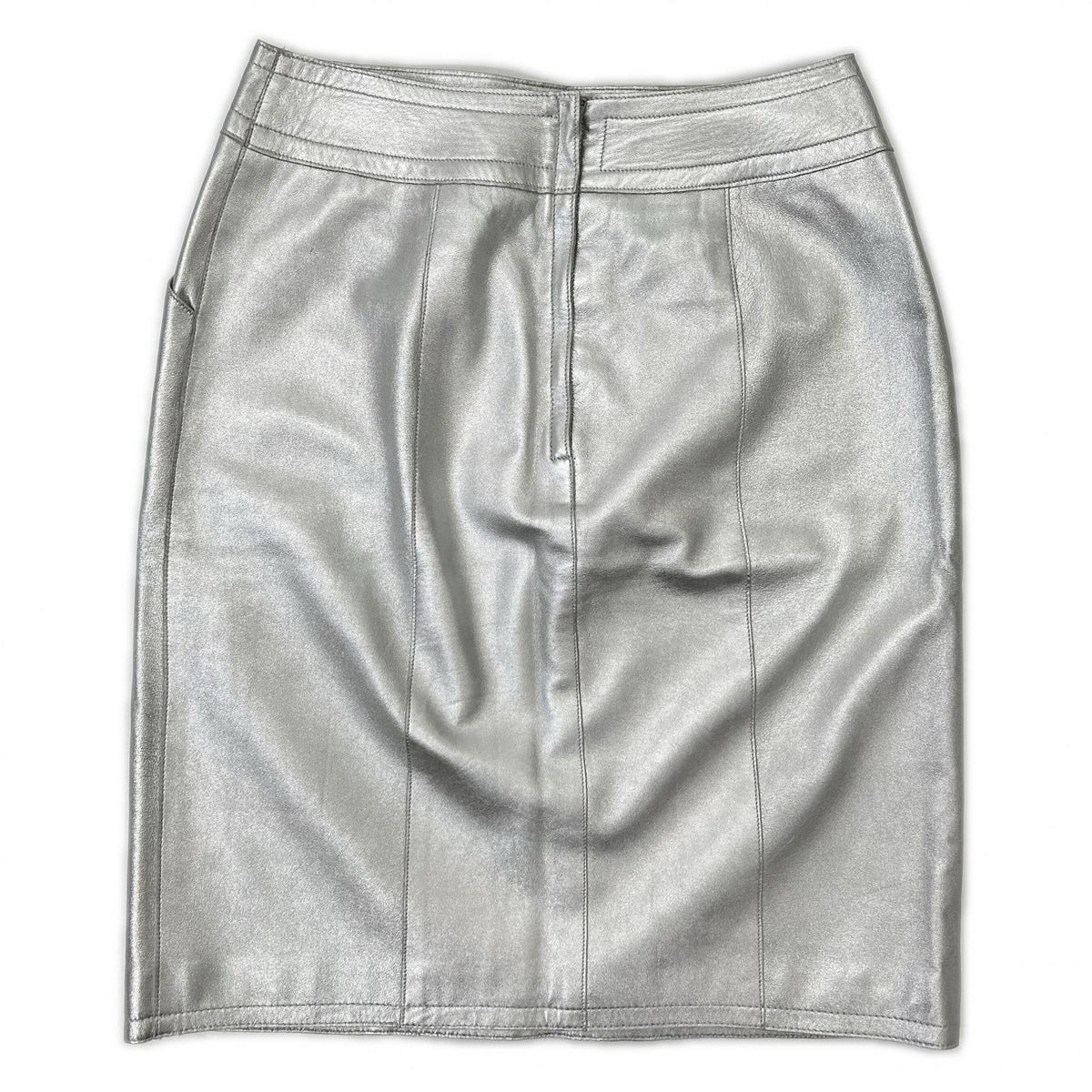 CHANEL Chanel 99A P14247V00679 Silver Lambskin Fitted Mini skirt Skirt