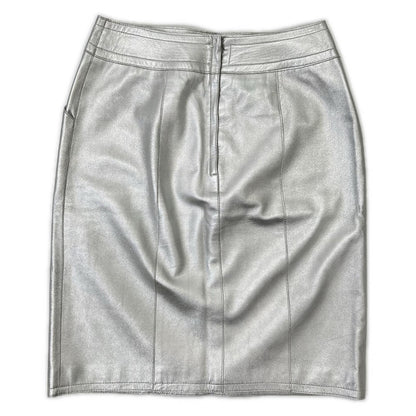 CHANEL シャネル 99A P14247V00679 シルバー ラムスキン タイト ミニスカート スカート