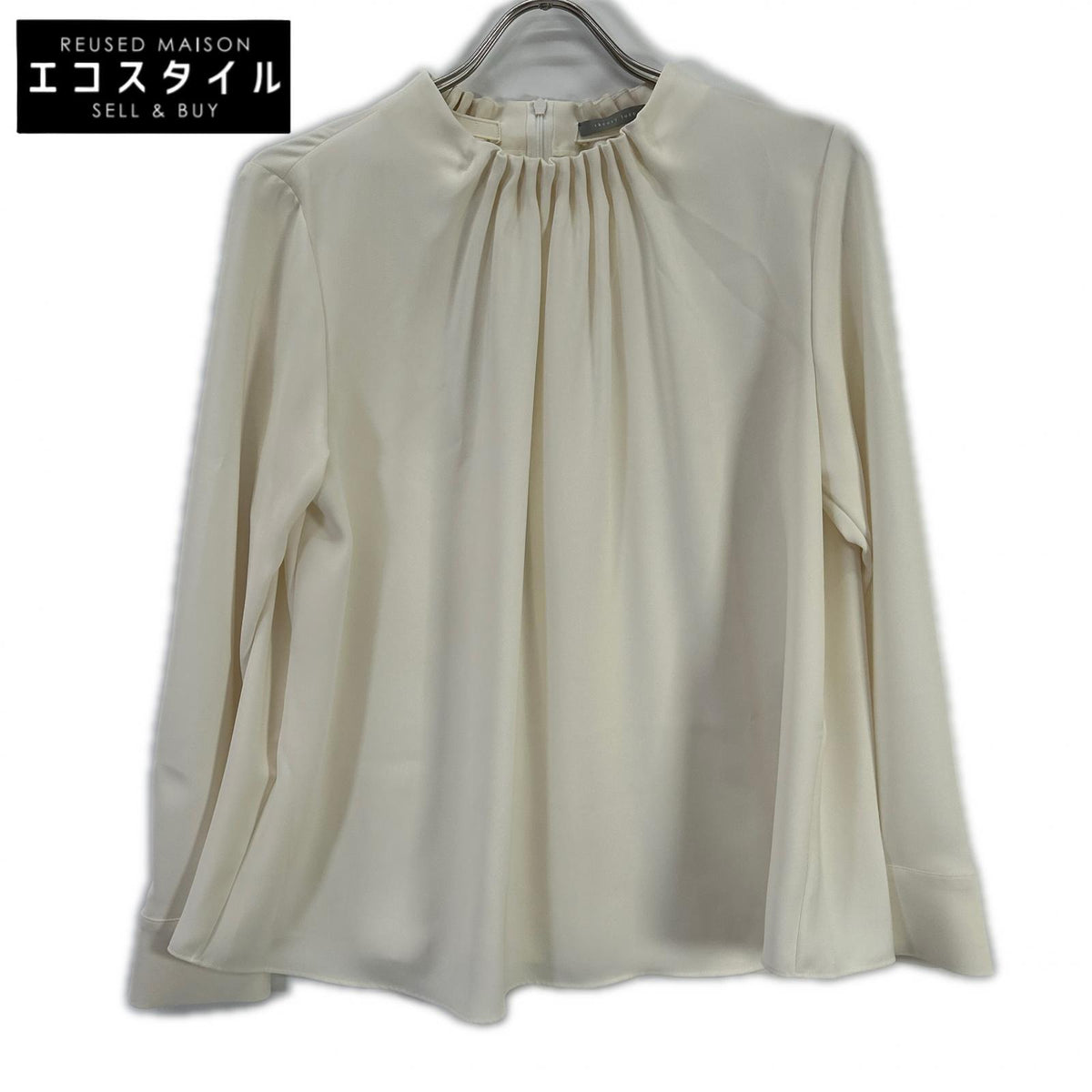theory luxe theory luxe 25SS Ivory MARVINE GALI Gathered-Neck Long-Sleeve Blouse Tops