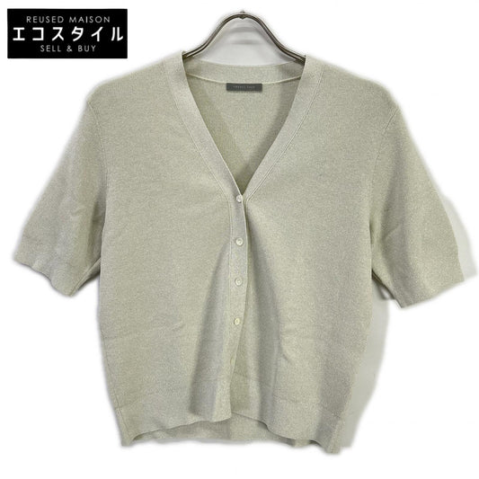 theory luxe セオリーリュクス 25SS ライトグレー LUREX KNIT 2 ショートスリーブラメニットカーディガン トップス