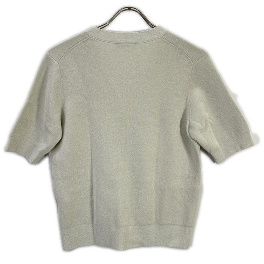 theory luxe セオリーリュクス 25SS ライトグレー LUREX KNIT 2 ショートスリーブラメニットカーディガン トップス