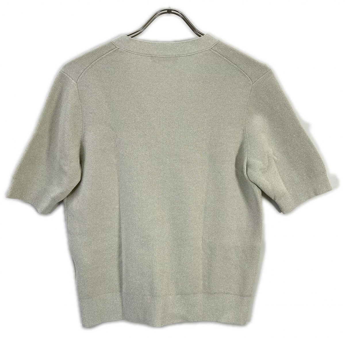 theory luxe セオリーリュクス 25SS ライトグレー LUREX KNIT 2 ショートスリーブラメニットカーディガン トップス