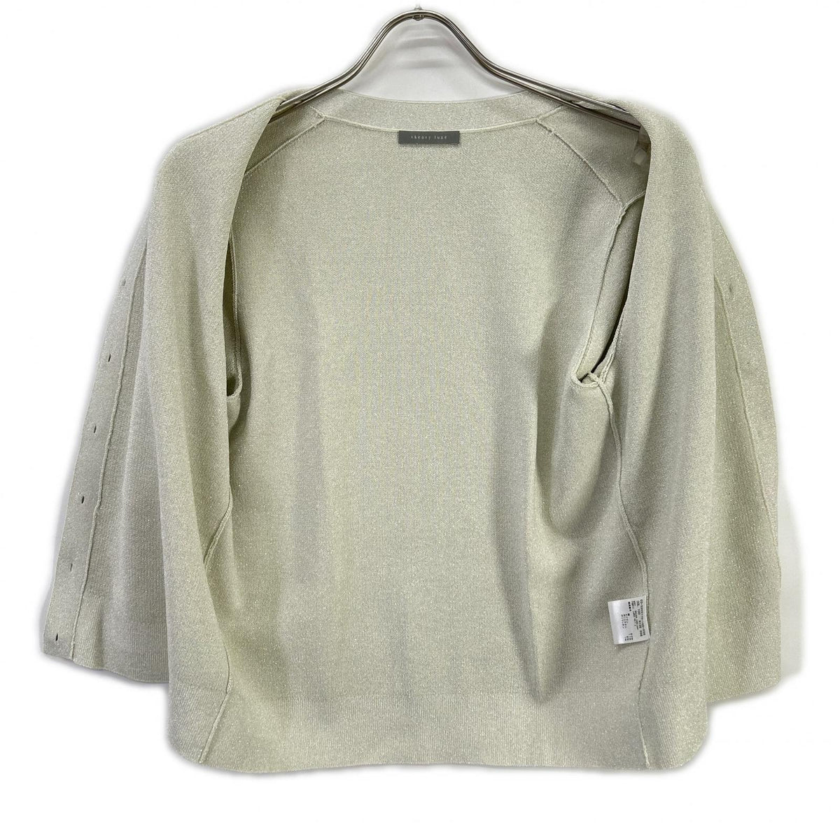 theory luxe セオリーリュクス 25SS ライトグレー LUREX KNIT 2 ショートスリーブラメニットカーディガン トップス