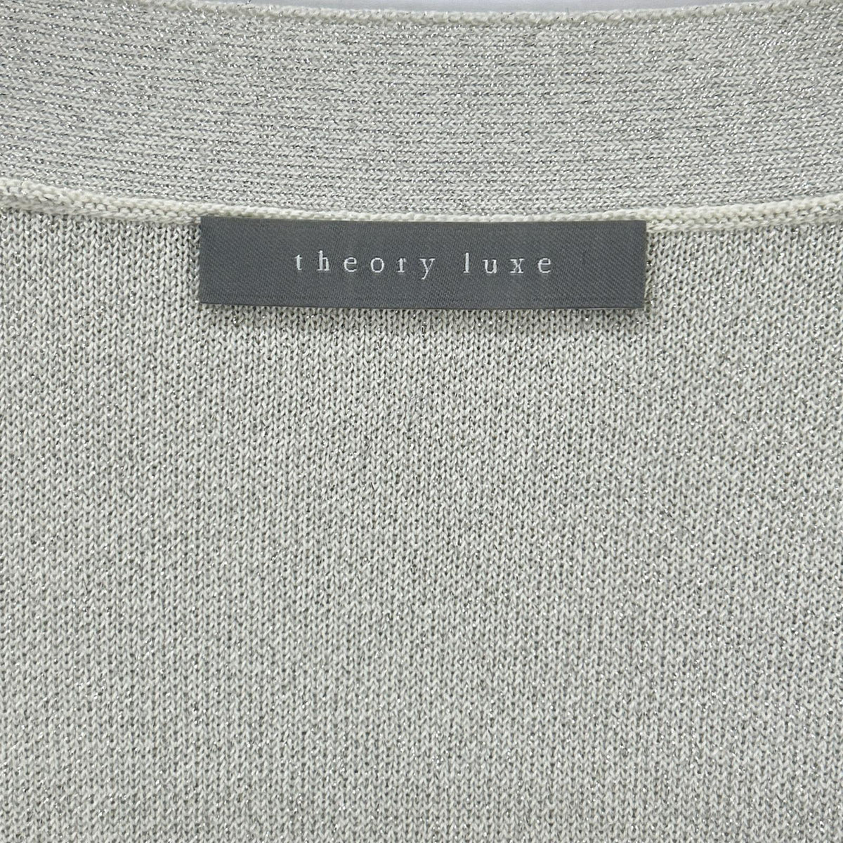theory luxe セオリーリュクス 25SS ライトグレー LUREX KNIT 2 ショートスリーブラメニットカーディガン トップス